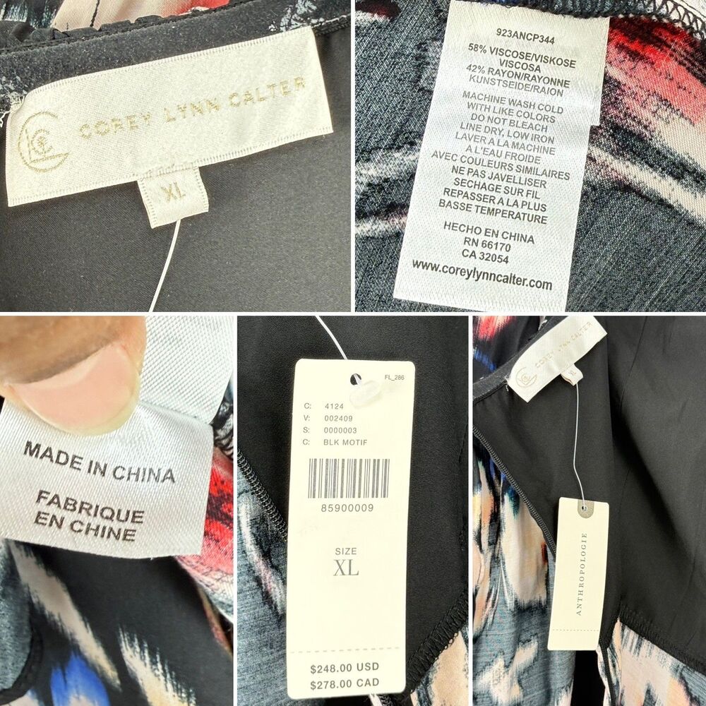 NWT Anthropologie Corey Lynn Calter Black Floral Strapless Jumpsuit Size XL - Picture 4 of 16
